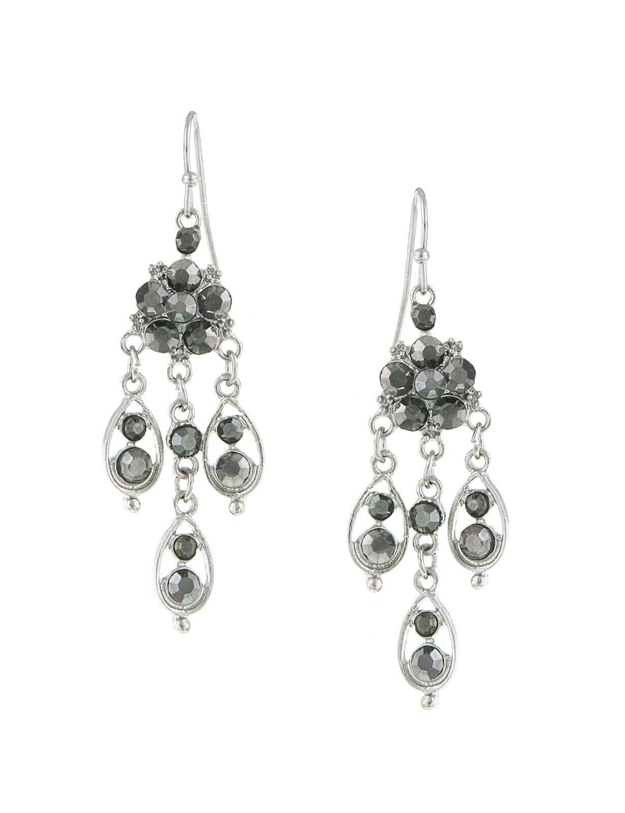 2028 Jewelry Flower Chandelier Multi Crystal Drop Earrings