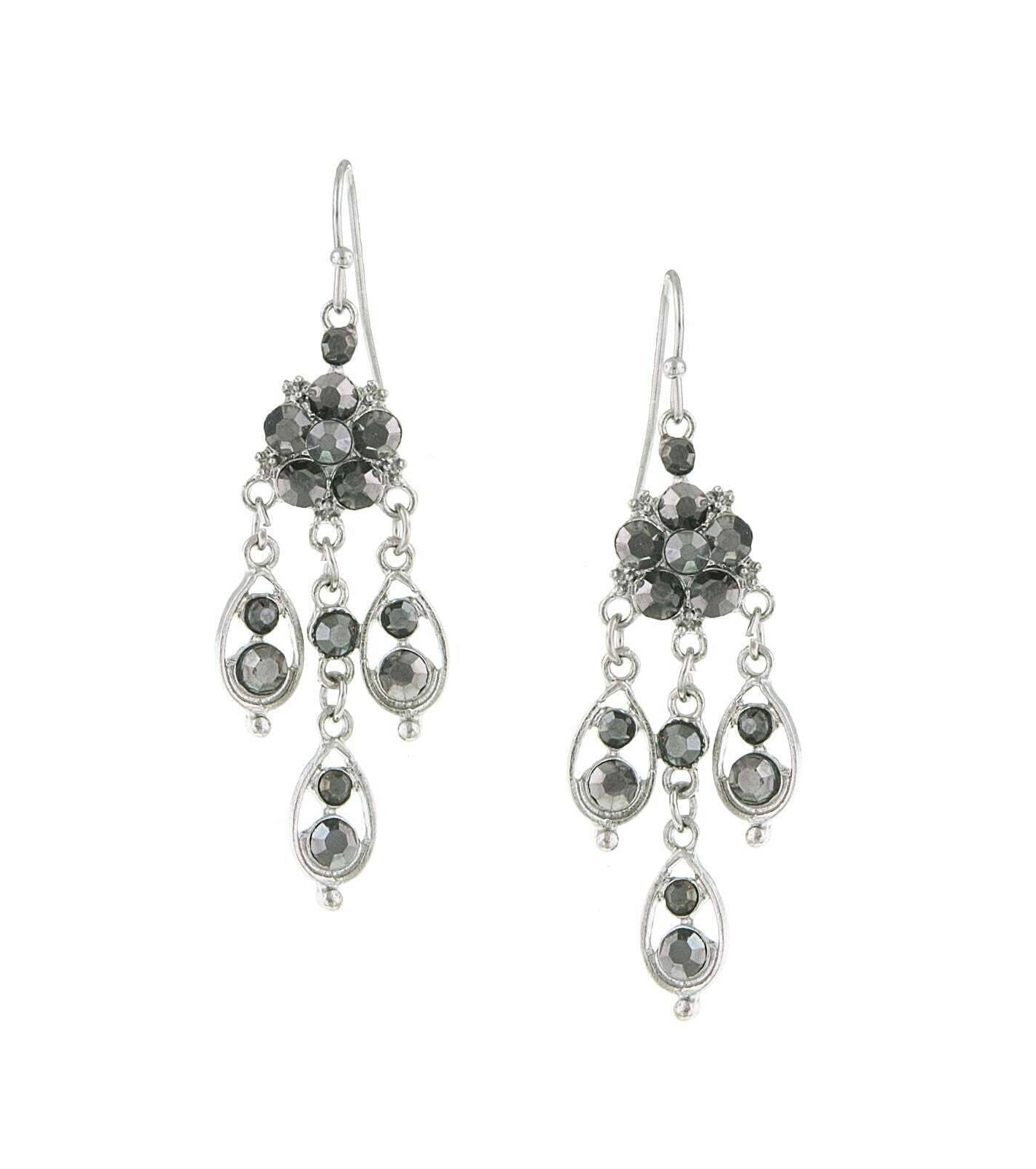 2028 Jewelry Flower Chandelier Multi Crystal Drop Earrings