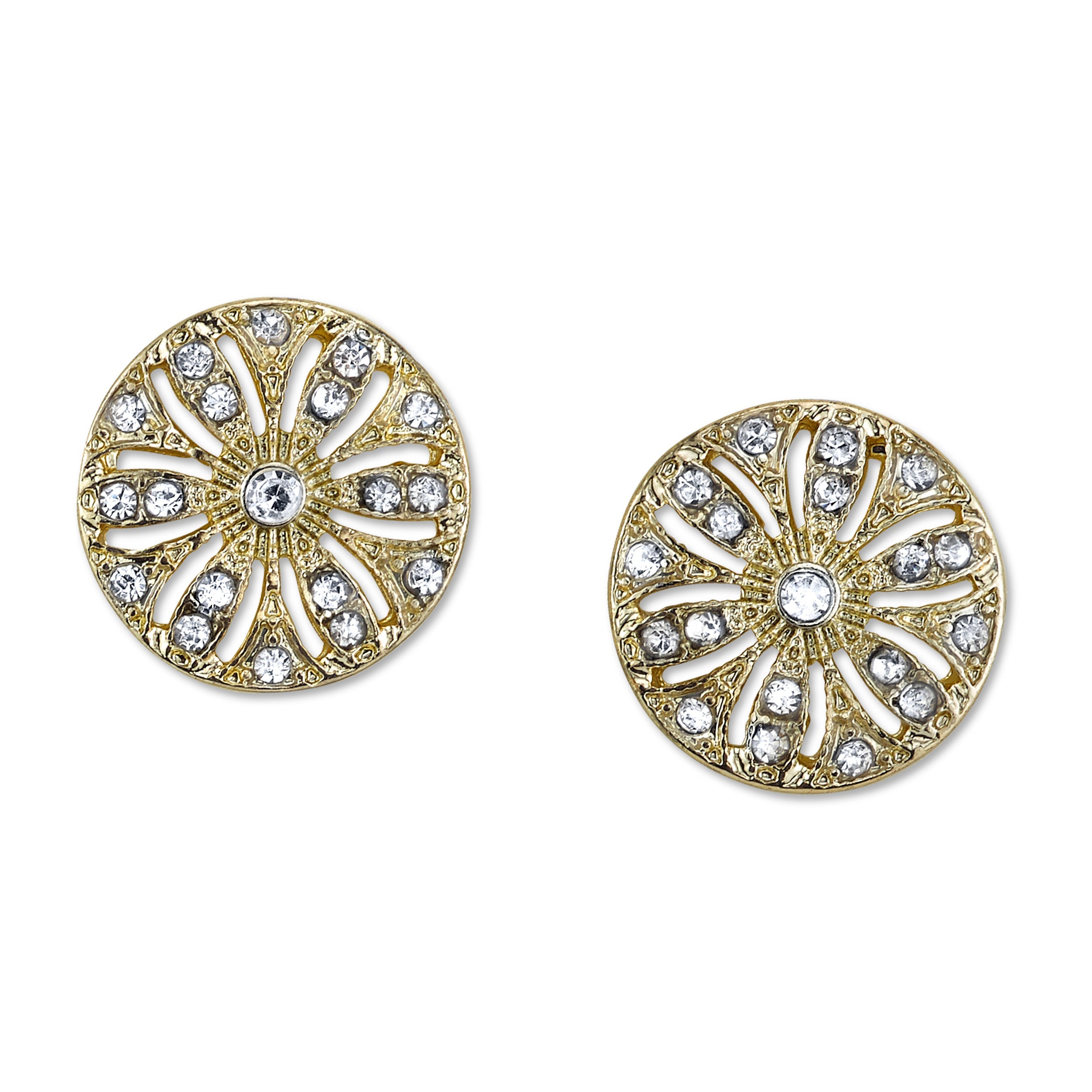 2028 Jewelry Crystal Disk Button Earrings