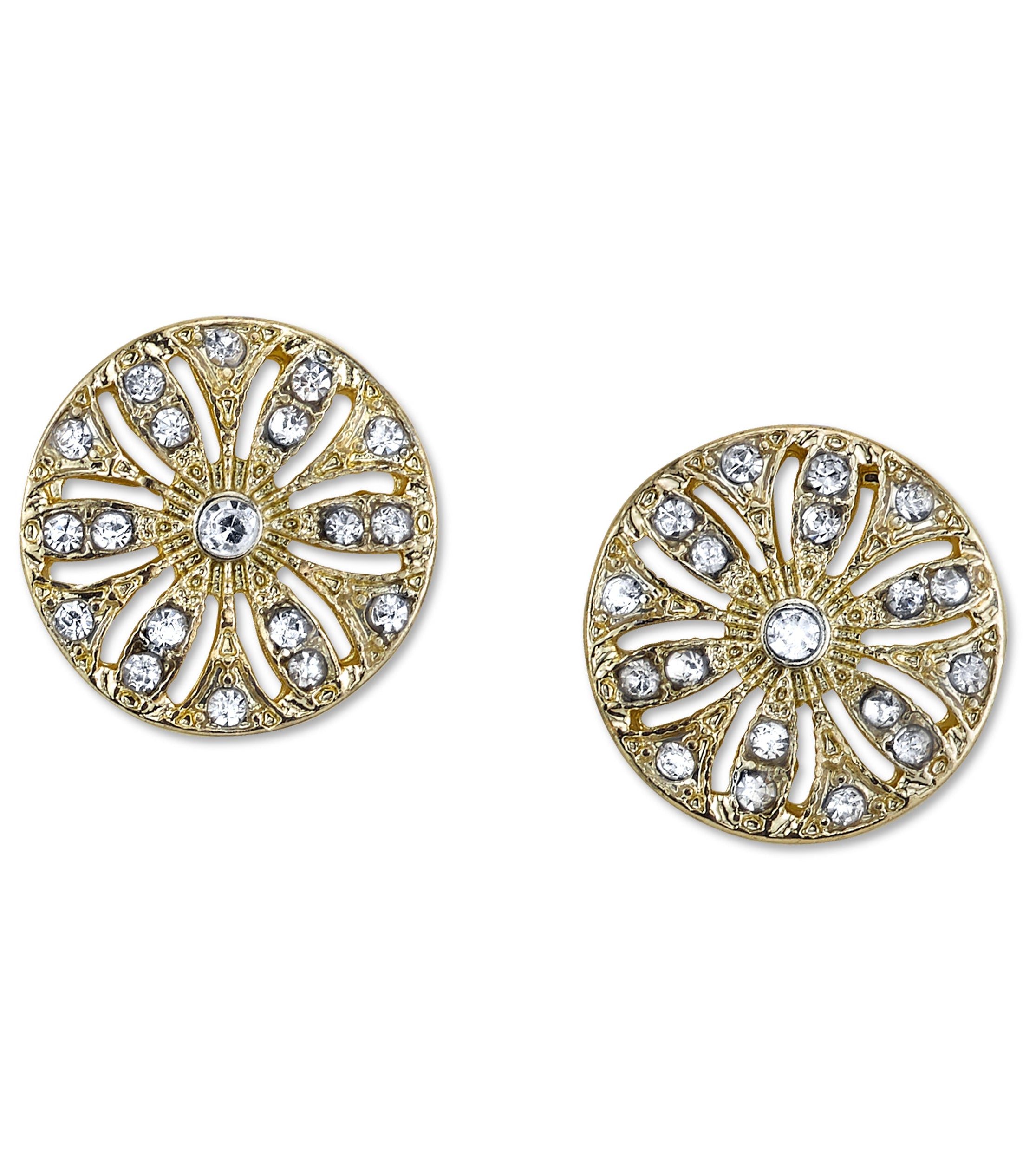2028 Jewelry Crystal Disk Button Earrings