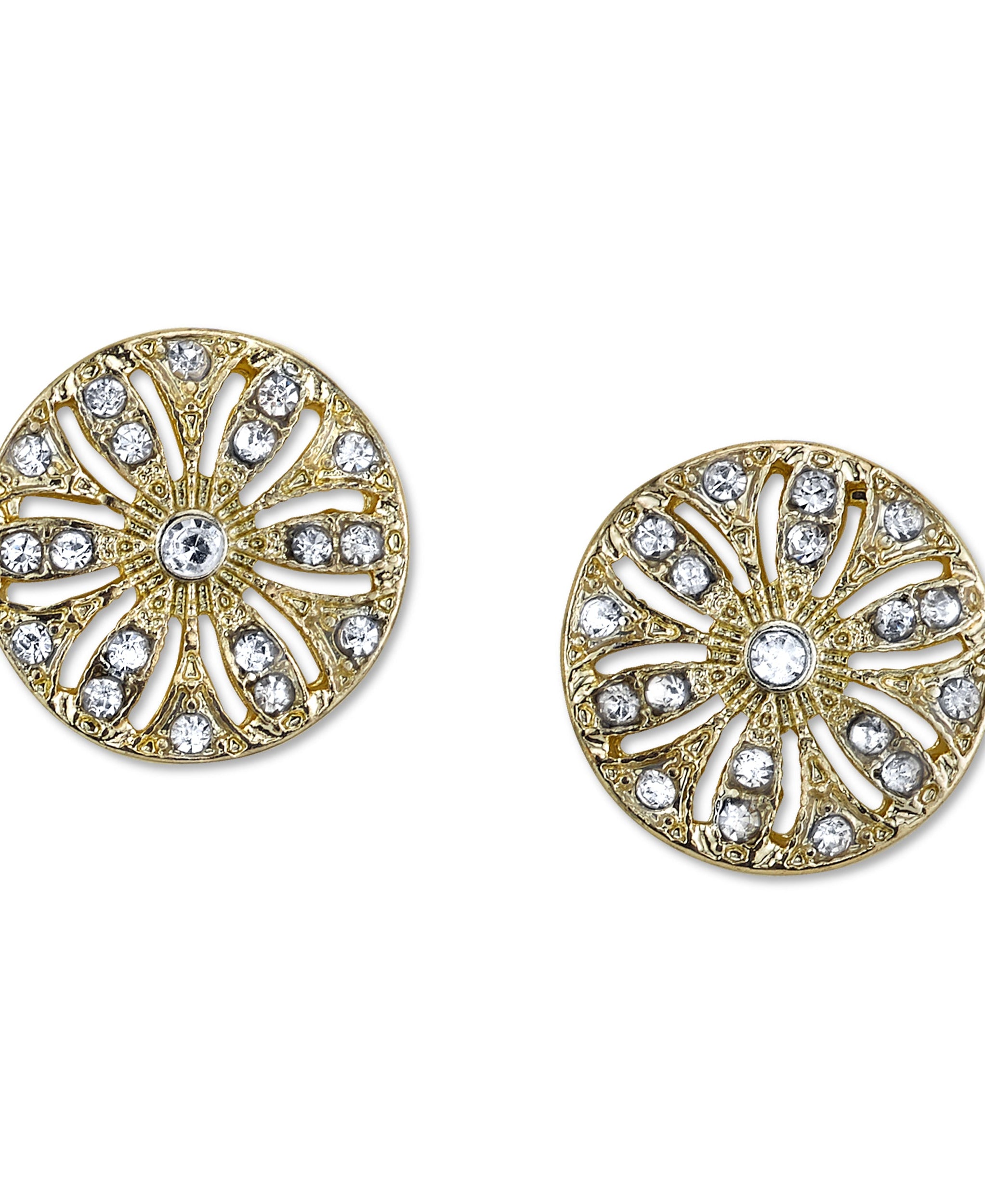 2028 Jewelry Crystal Disk Button Earrings