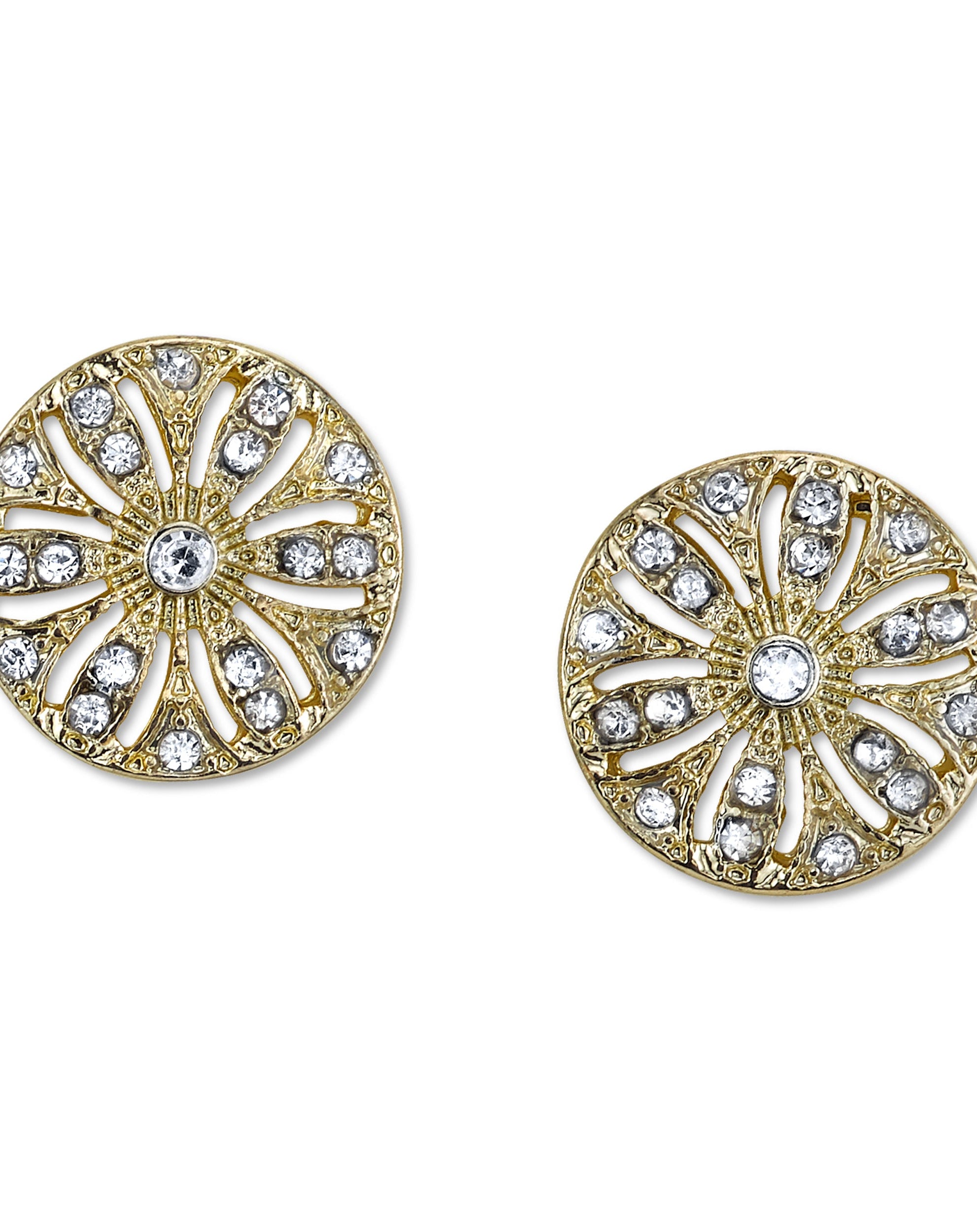 2028 Jewelry Crystal Disk Button Earrings