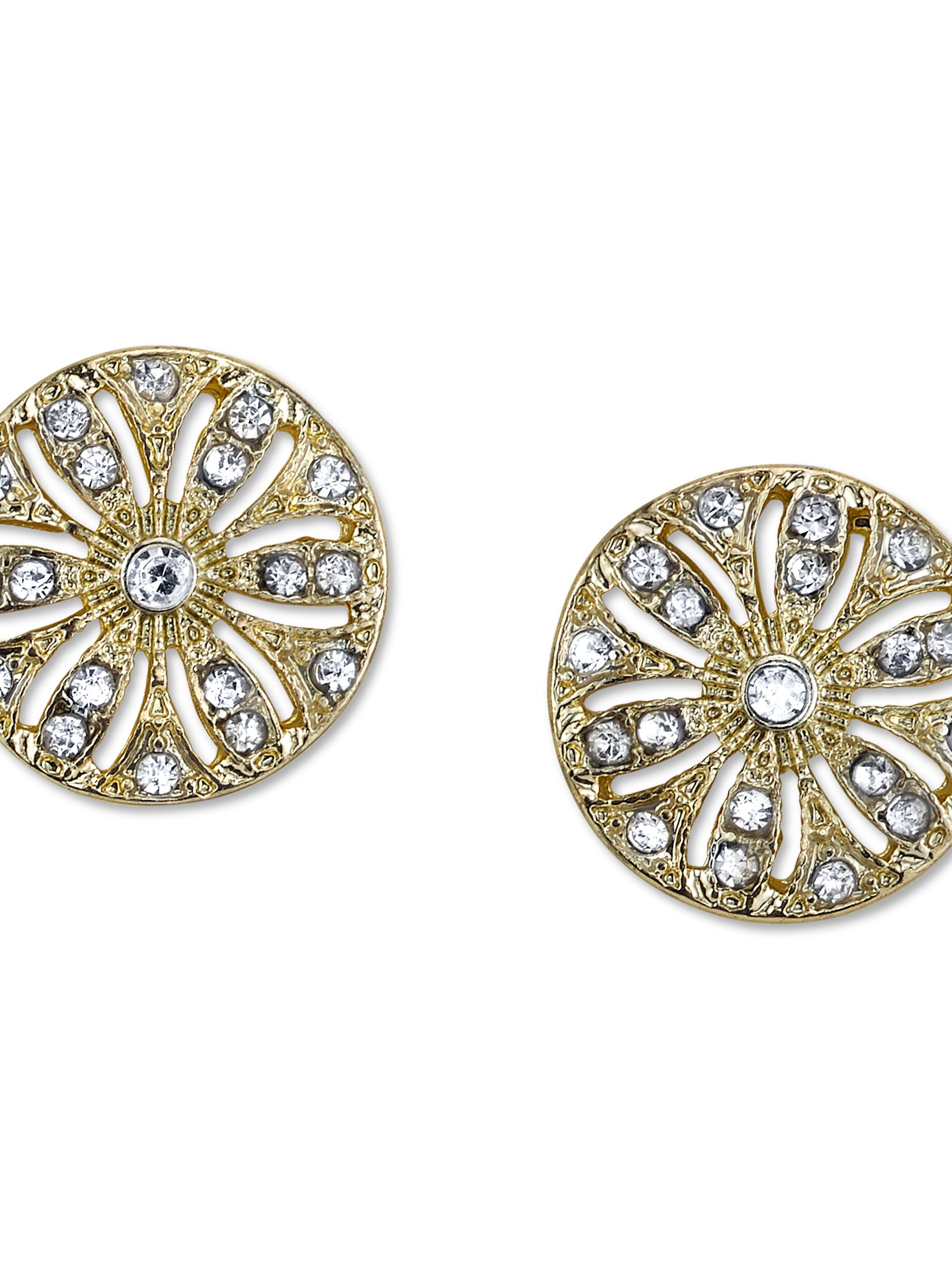 2028 Jewelry Crystal Disk Button Earrings