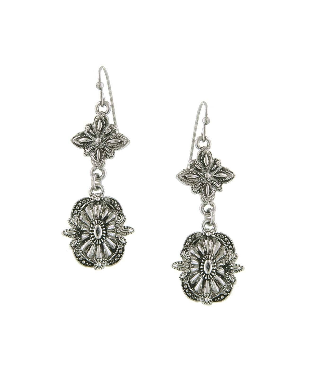 1928 Jewelry Tailored Double Starburst Drop Earrings