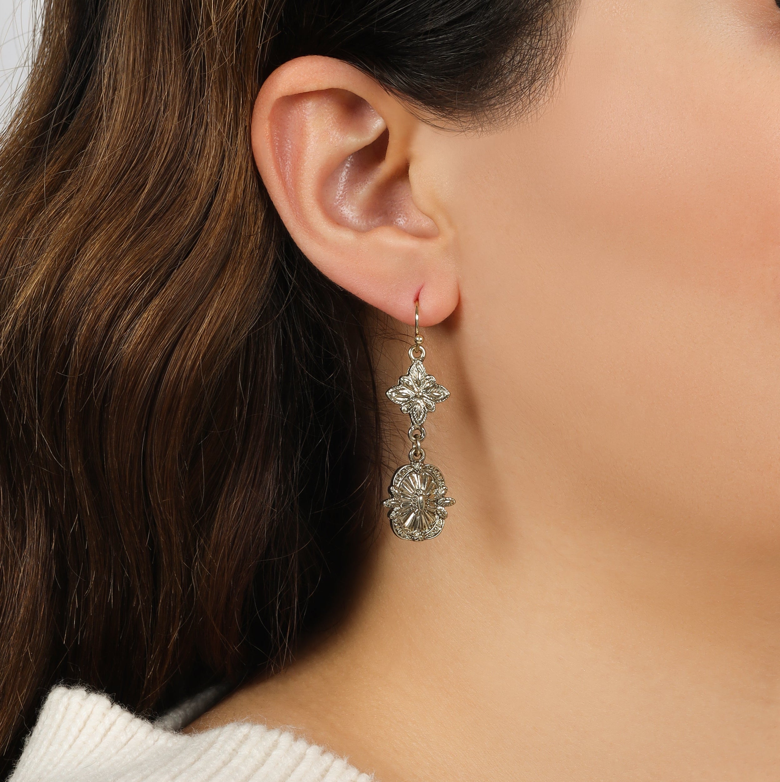 1928 Jewelry Tailored Double Starburst Drop Earrings