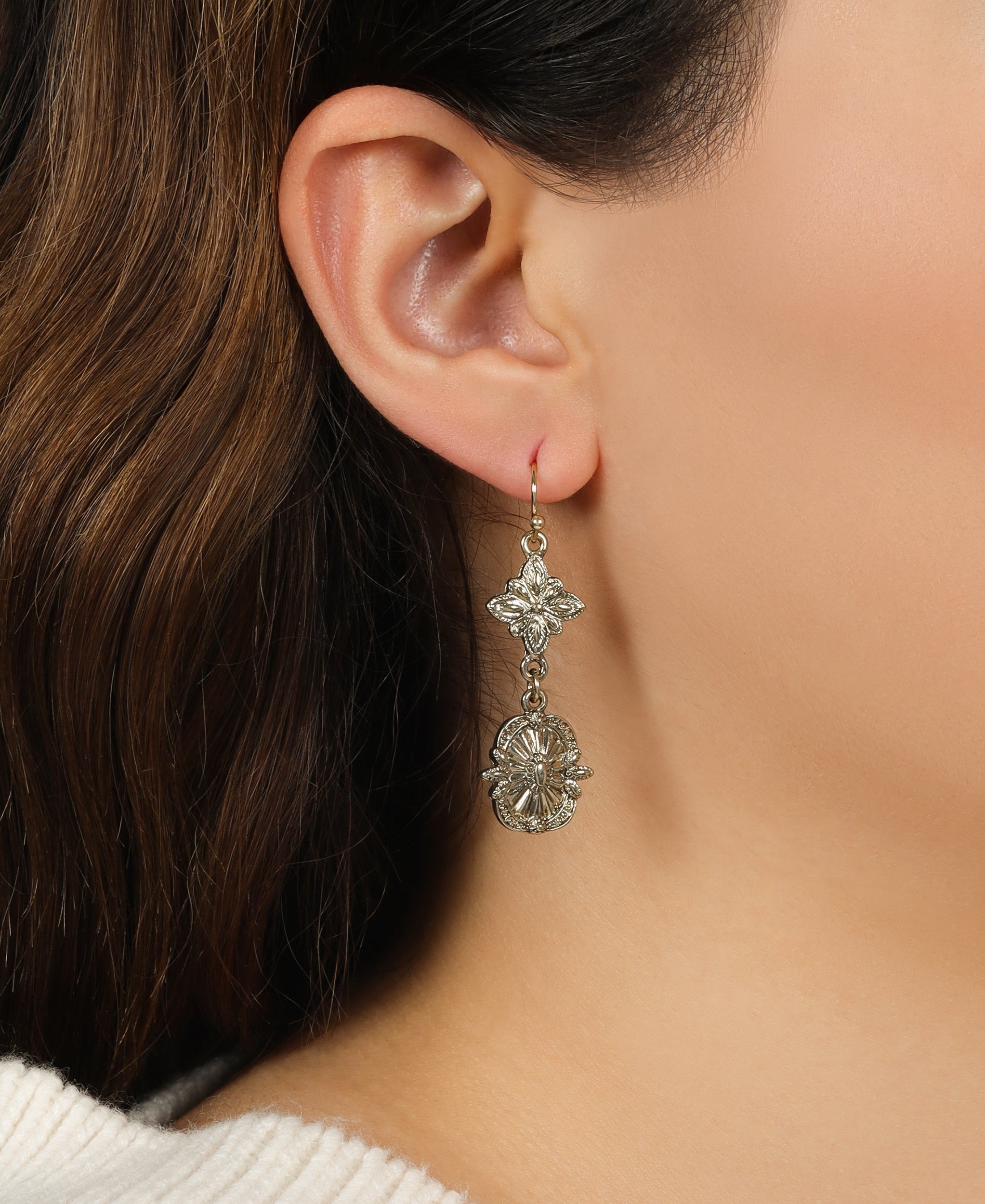 1928 Jewelry Tailored Double Starburst Drop Earrings