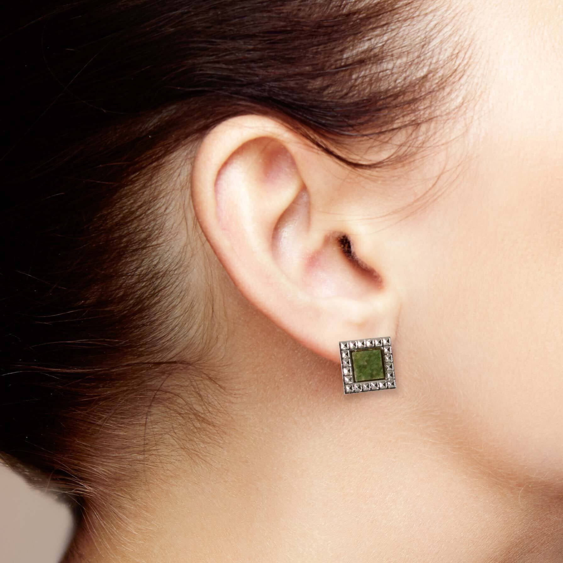 1928 Jewelry Gemstone Square Stud Earrings