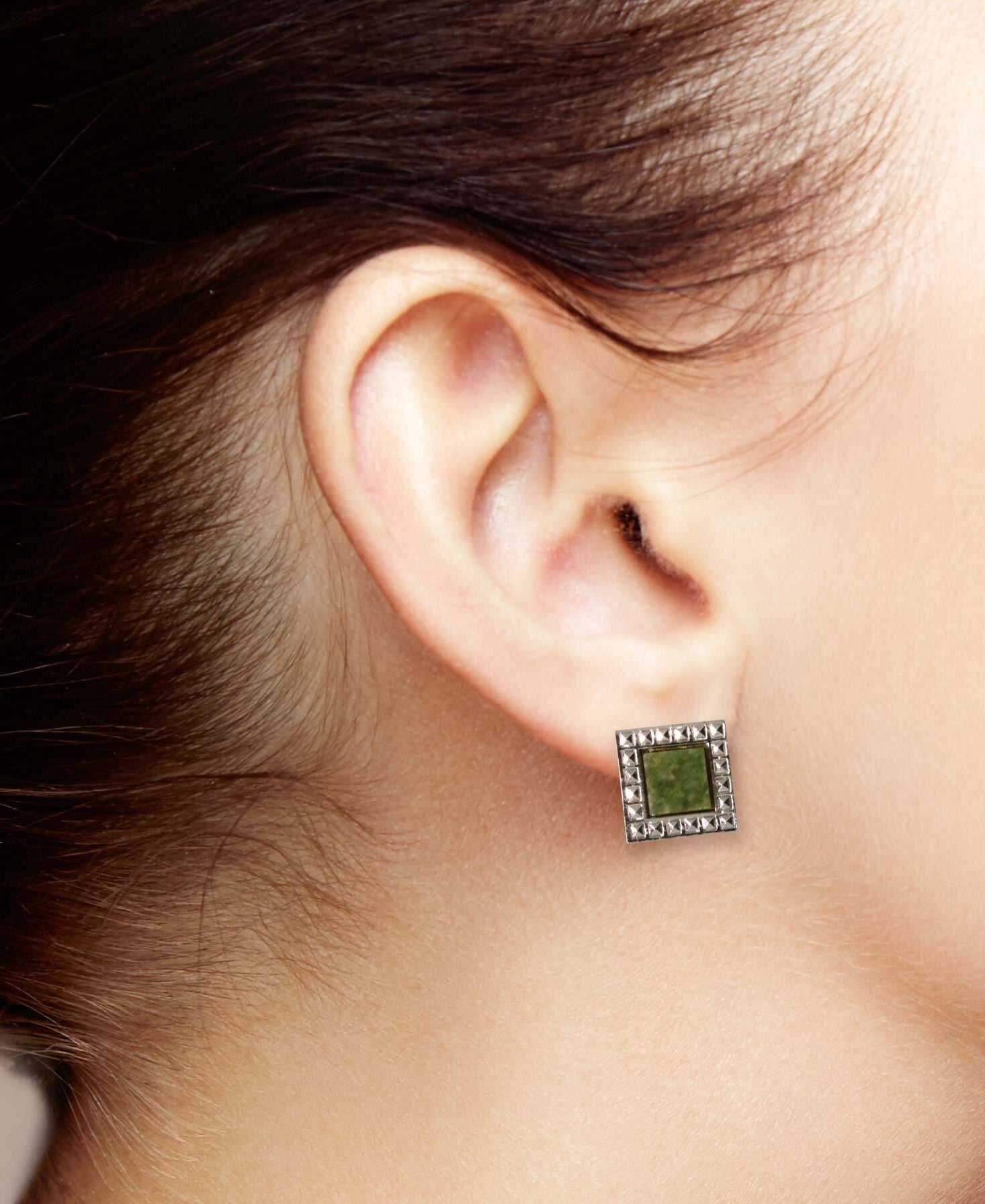 1928 Jewelry Gemstone Square Stud Earrings