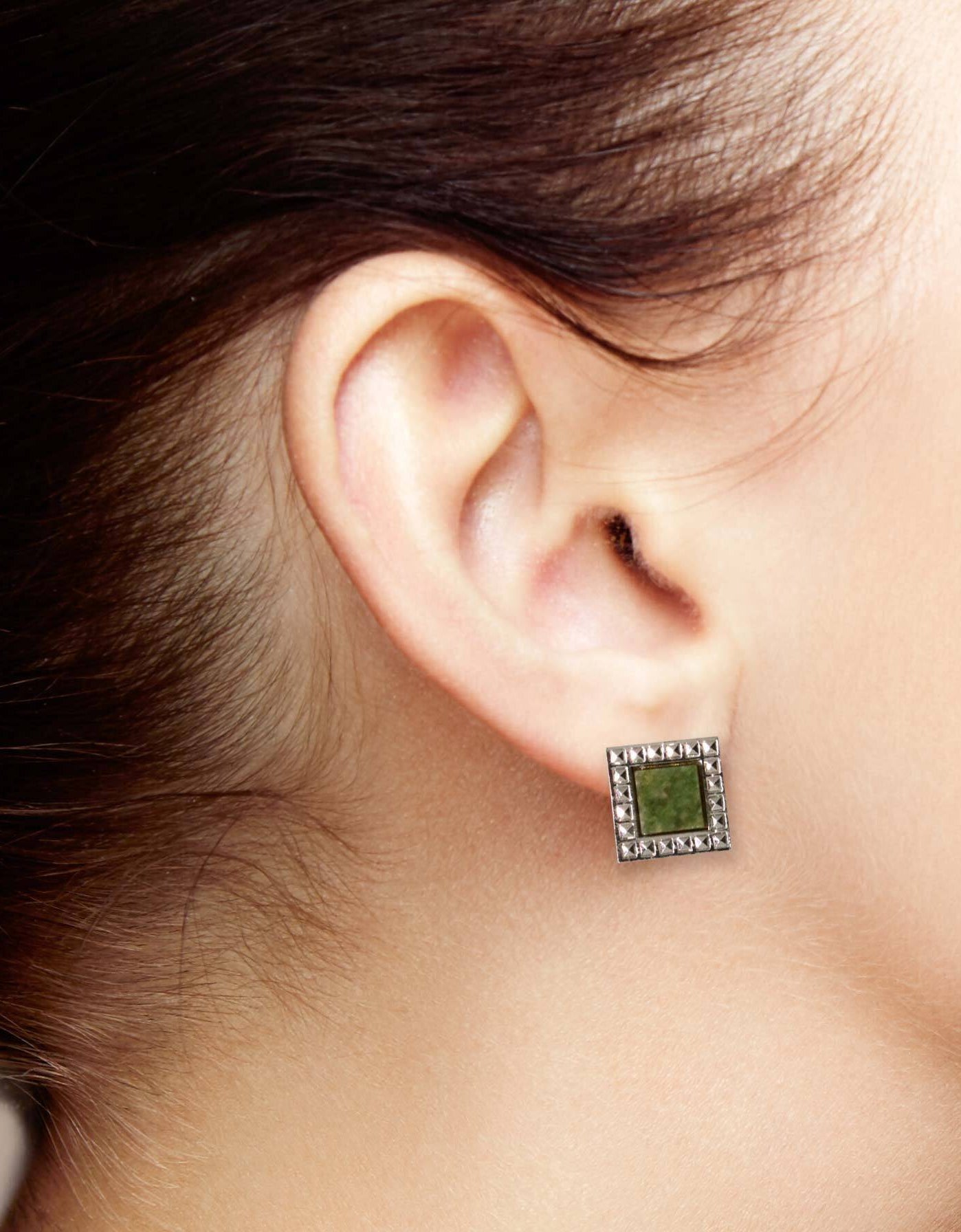 1928 Jewelry Gemstone Square Stud Earrings