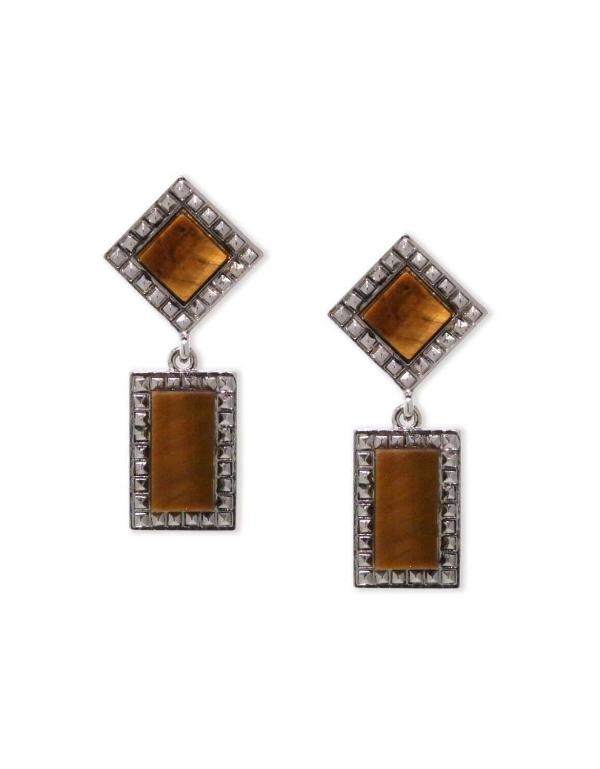1928 Jewelry Square Gemstone Rectangle Drop Earrings