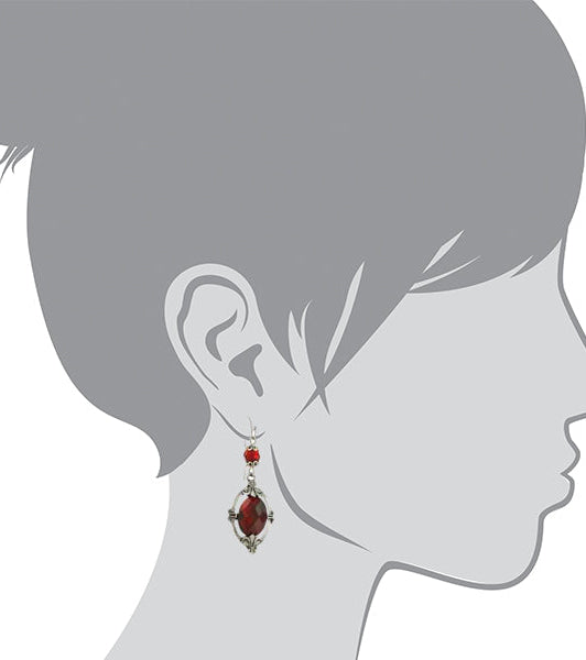 2028 Jewelry Siam Red Oval Drop Earrings