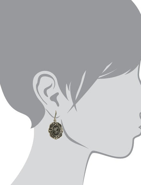 1928 Jewelry Black Diamond Crystal Oval Drop Earrings