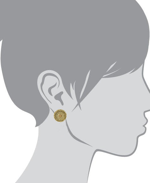 1928 Jewelry Light Topaz Crystal Round Button Earrings