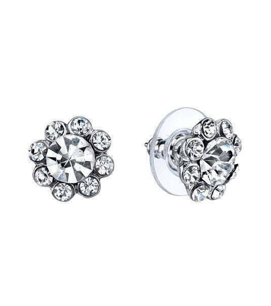 1928 Jewelry Crystal Flower Stud Earrings