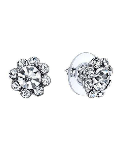 1928 Jewelry Crystal Flower Stud Earrings