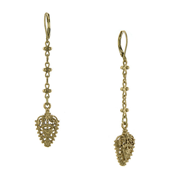 1928 Jewelry Gold Art Nouveau Inspired Filigree Linear Earrings