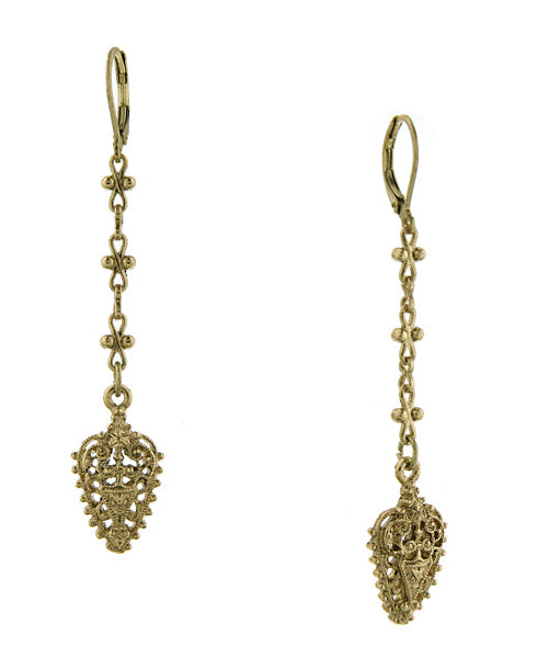 1928 Jewelry Gold Art Nouveau Inspired Filigree Linear Earrings