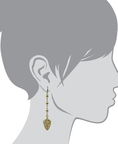 1928 Jewelry Gold Art Nouveau Inspired Filigree Linear Earrings