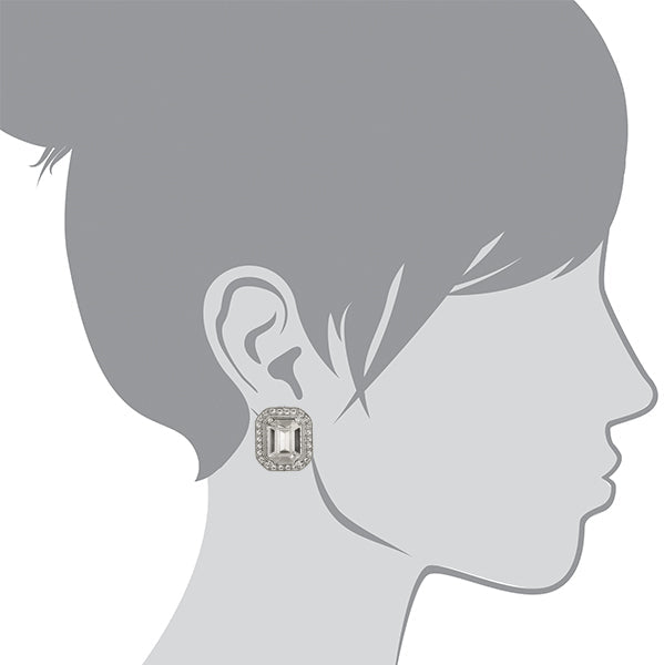 1928 Jewelry Crystal Octagon Button Earrings