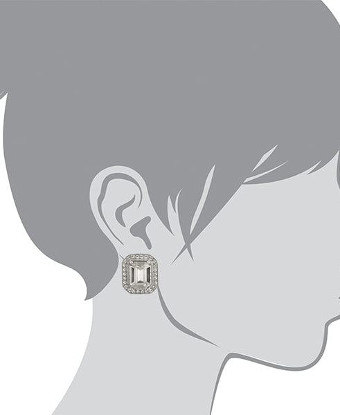 1928 Jewelry Crystal Octagon Button Earrings