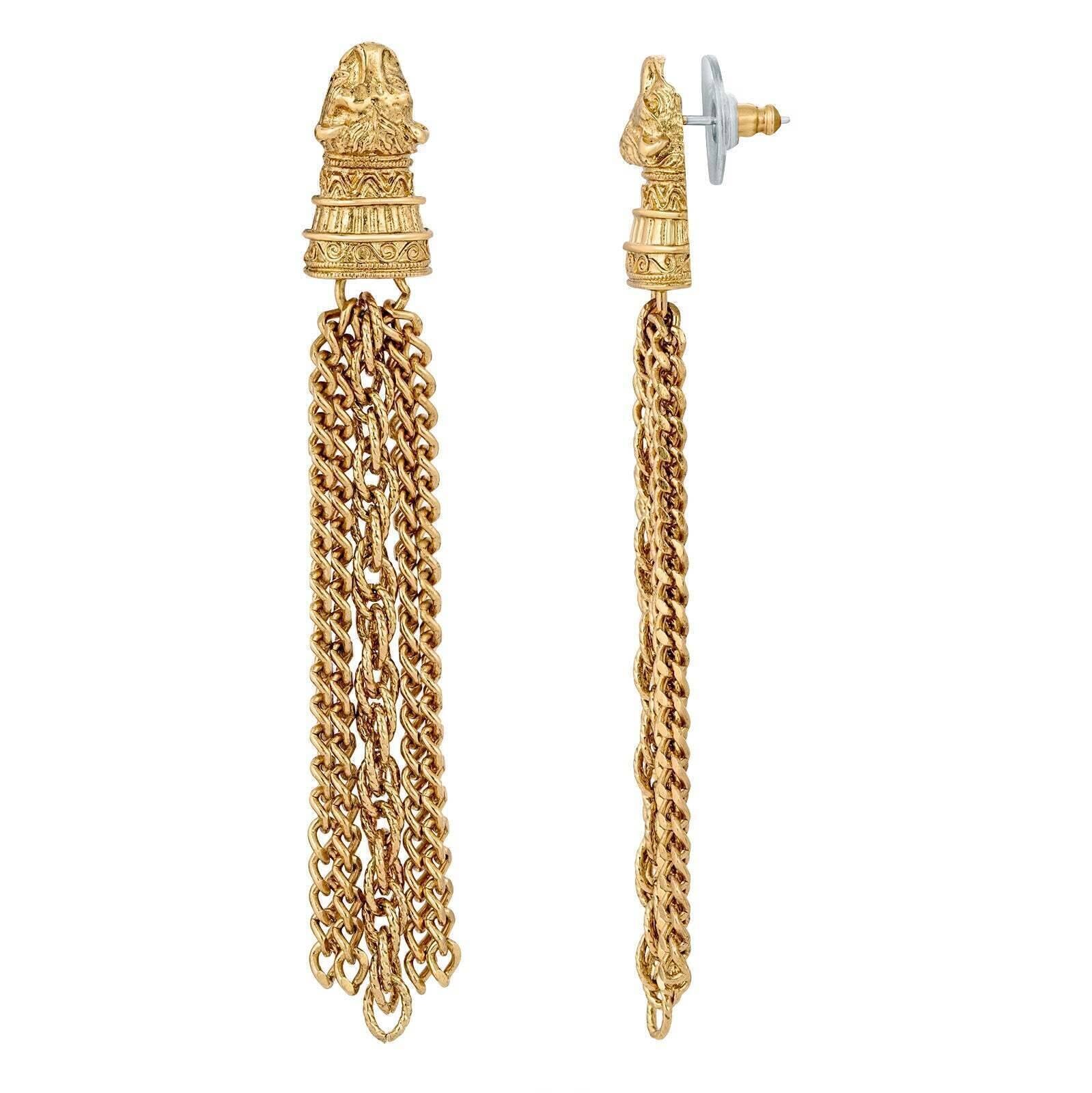 1928 Jewelry Gold Jaguar Tassel Chain Earrings
