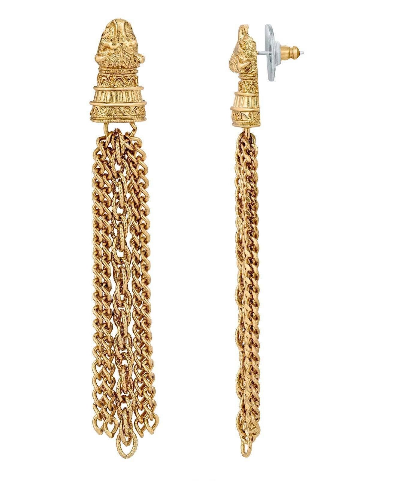 1928 Jewelry Gold Jaguar Tassel Chain Earrings