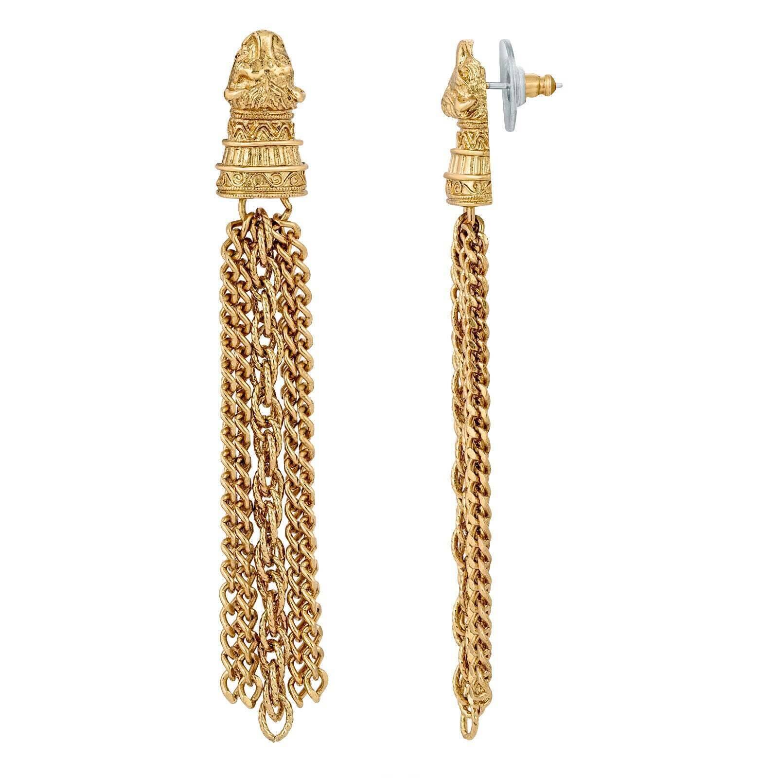 1928 Jewelry Gold Jaguar Tassel Chain Earrings