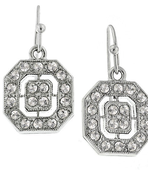 1928 Jewelry Clear Crystal Octagon Drop Earrings