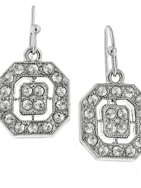 1928 Jewelry Clear Crystal Octagon Drop Earrings