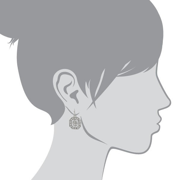 1928 Jewelry Clear Crystal Octagon Drop Earrings