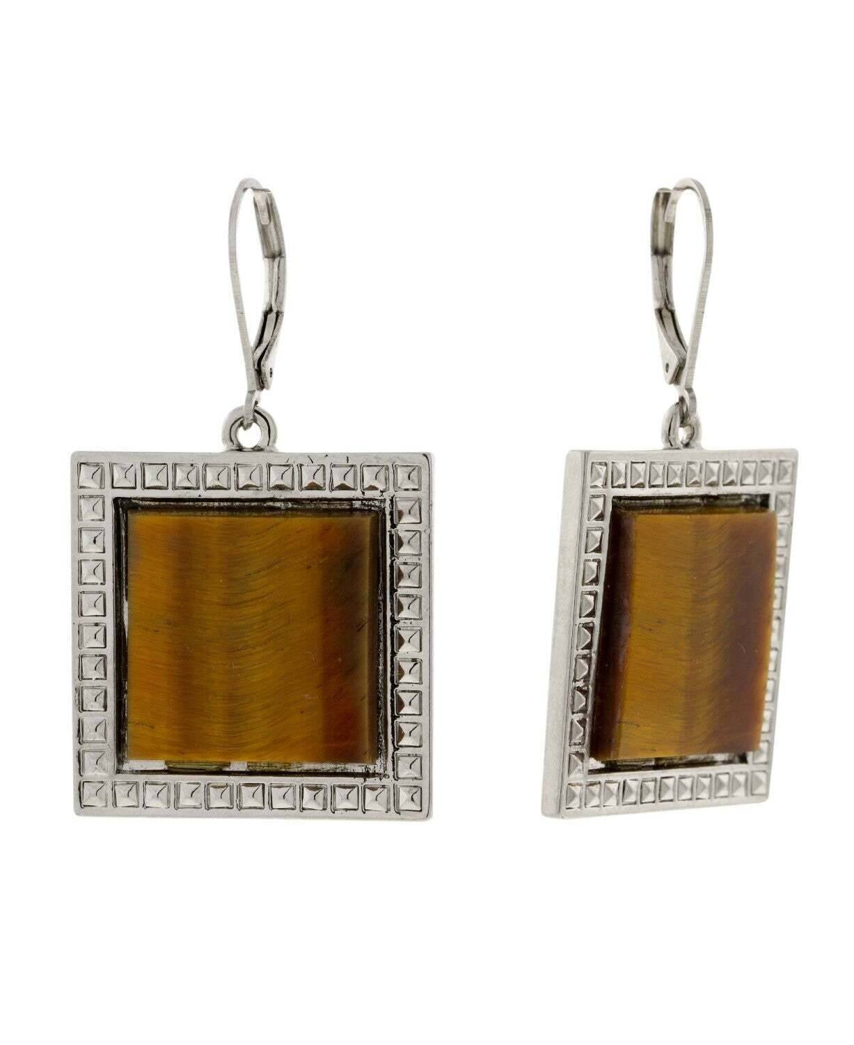 1928 Jewelry Serenity Square Gemstone Drop Earrings