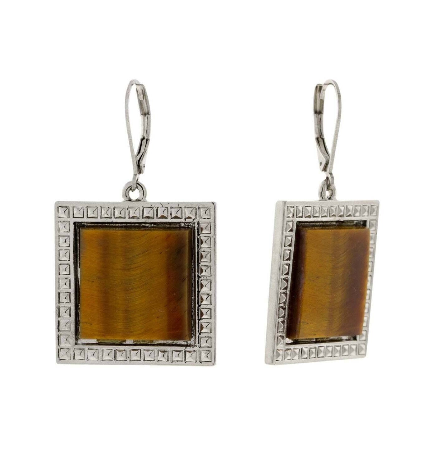 1928 Jewelry Serenity Square Gemstone Drop Earrings