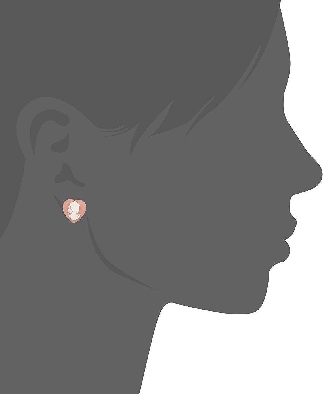 1928 Jewelry Pink Cameo Heart Post Stud Earrings