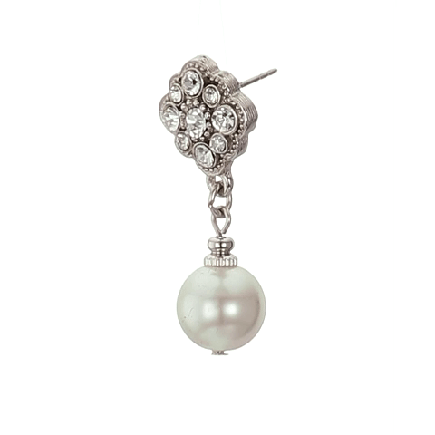 1928 Bridal Faux Pearl And Crystal Drop Earrings