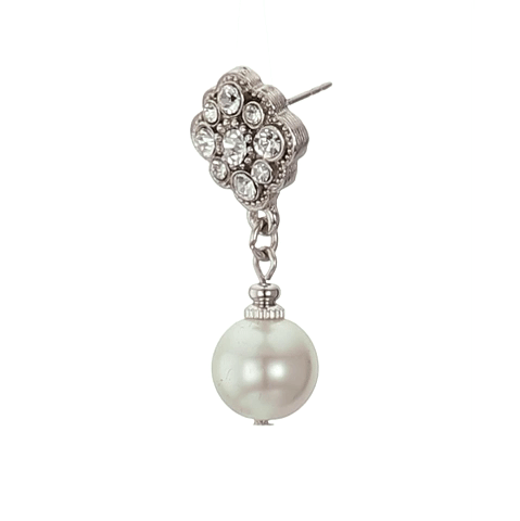 1928 Bridal Faux Pearl And Crystal Drop Earrings
