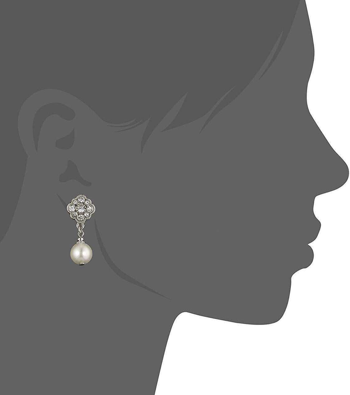 1928 Bridal Faux Pearl And Crystal Drop Earrings