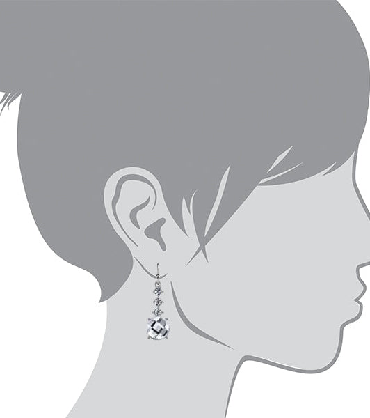 1928 Jewelry Crystal Round Faceted Drop Earrings