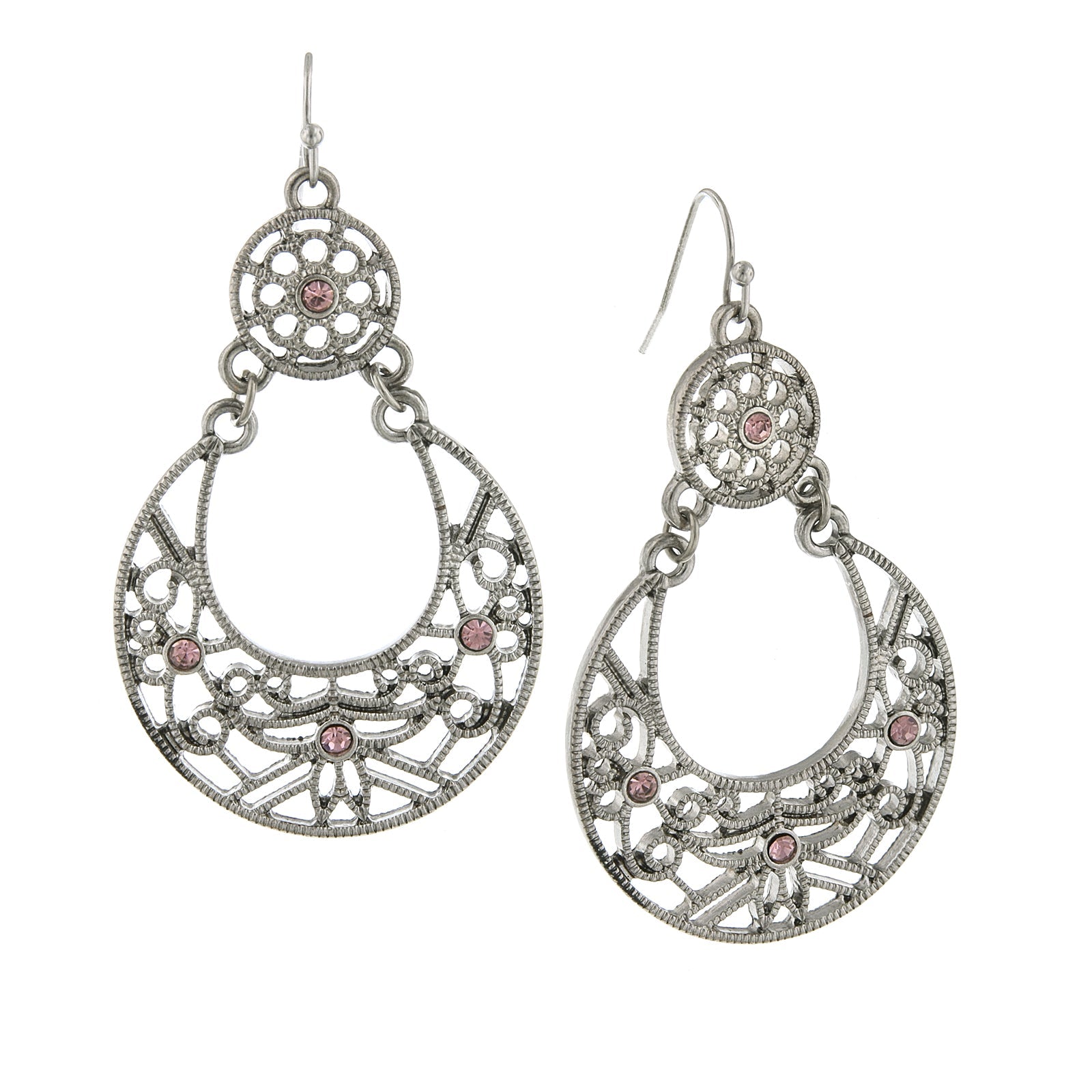 1928 Jewelry Amethyst Purple Large Filigree Drop Earrings