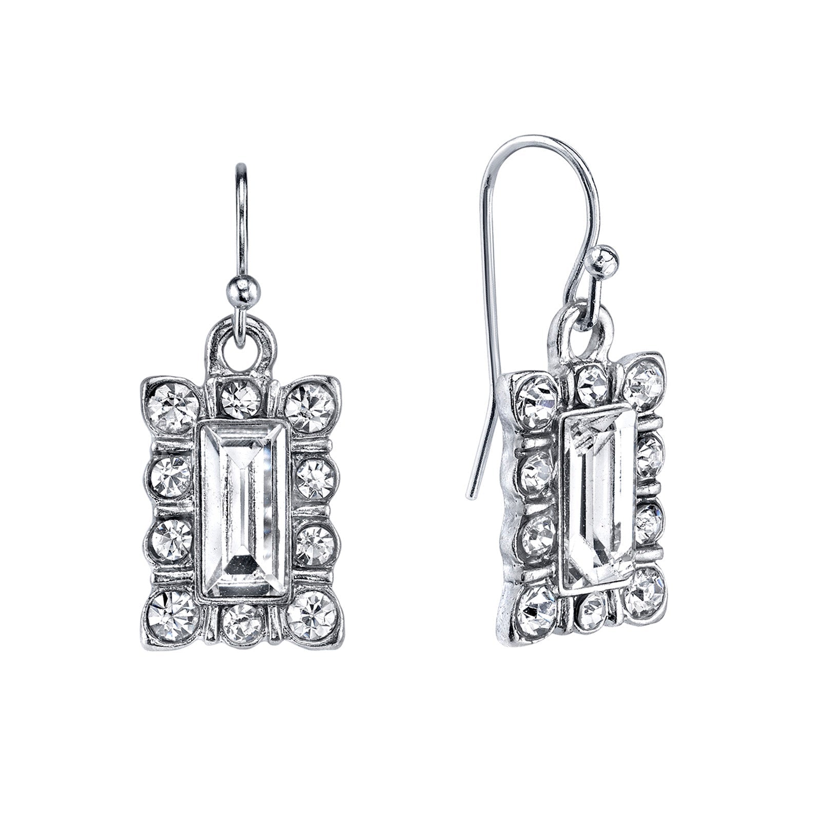 1928 Jewelry Crystal Rectangle Drop Earrings
