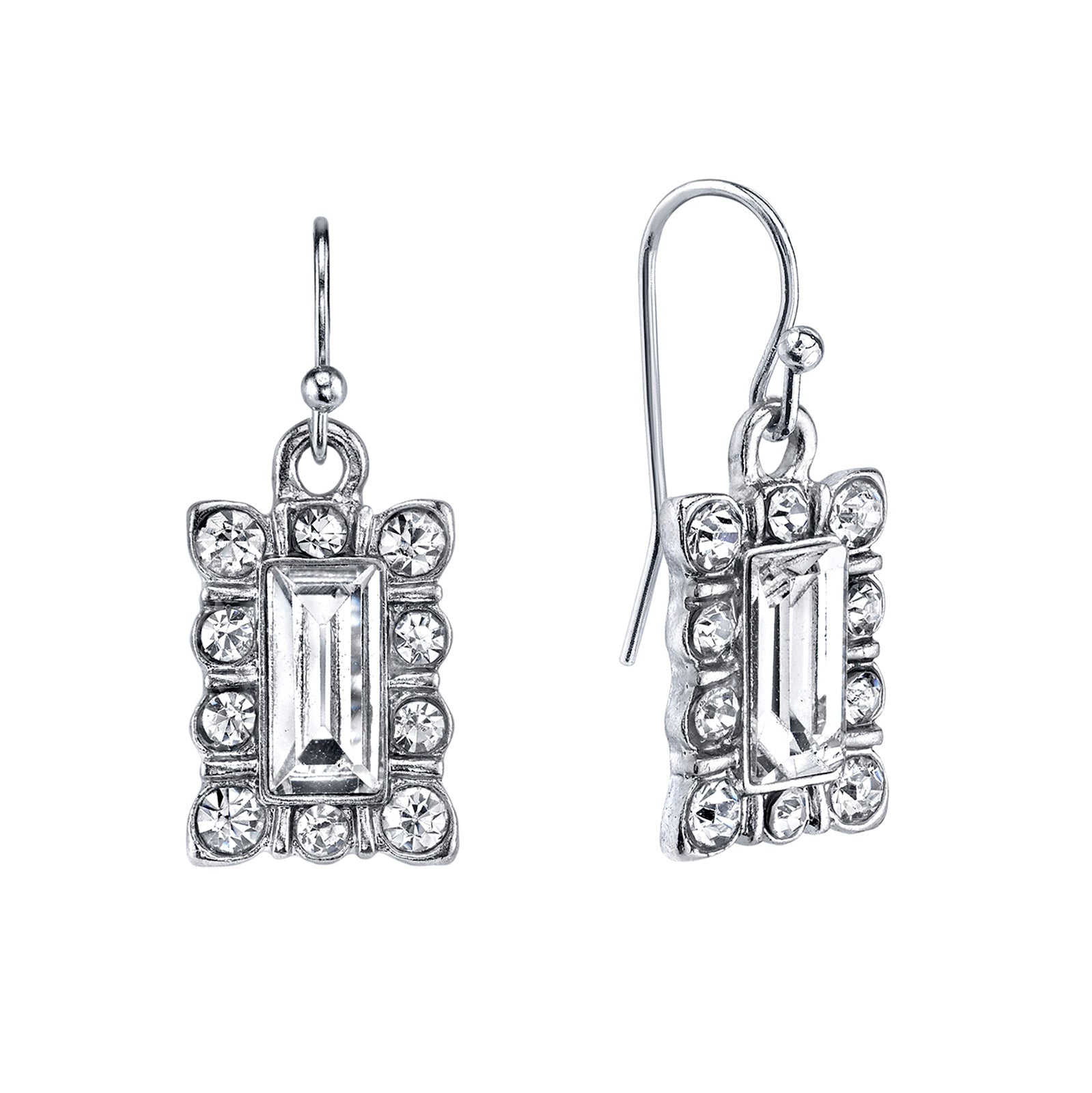 1928 Jewelry Crystal Rectangle Drop Earrings