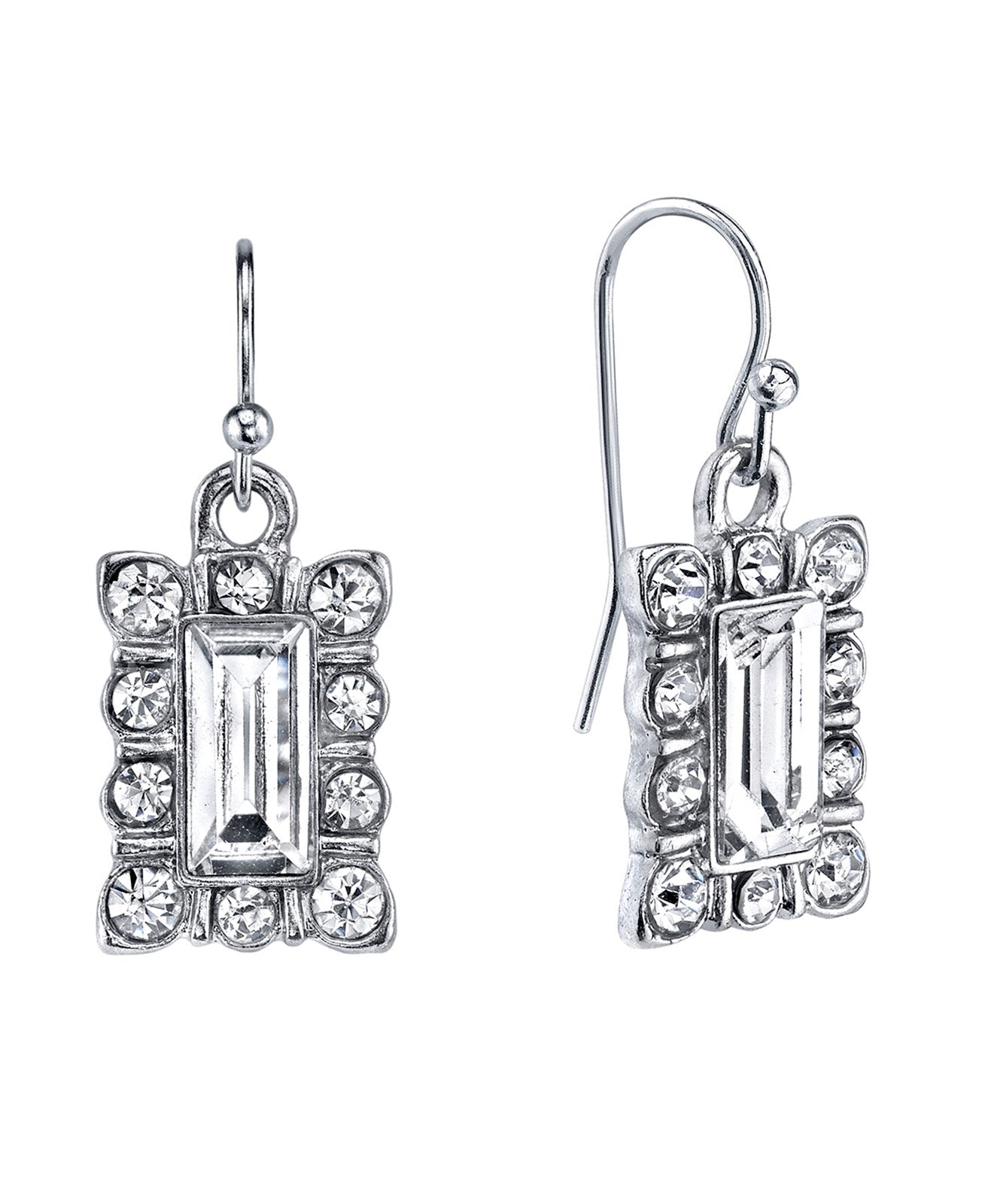 1928 Jewelry Crystal Rectangle Drop Earrings