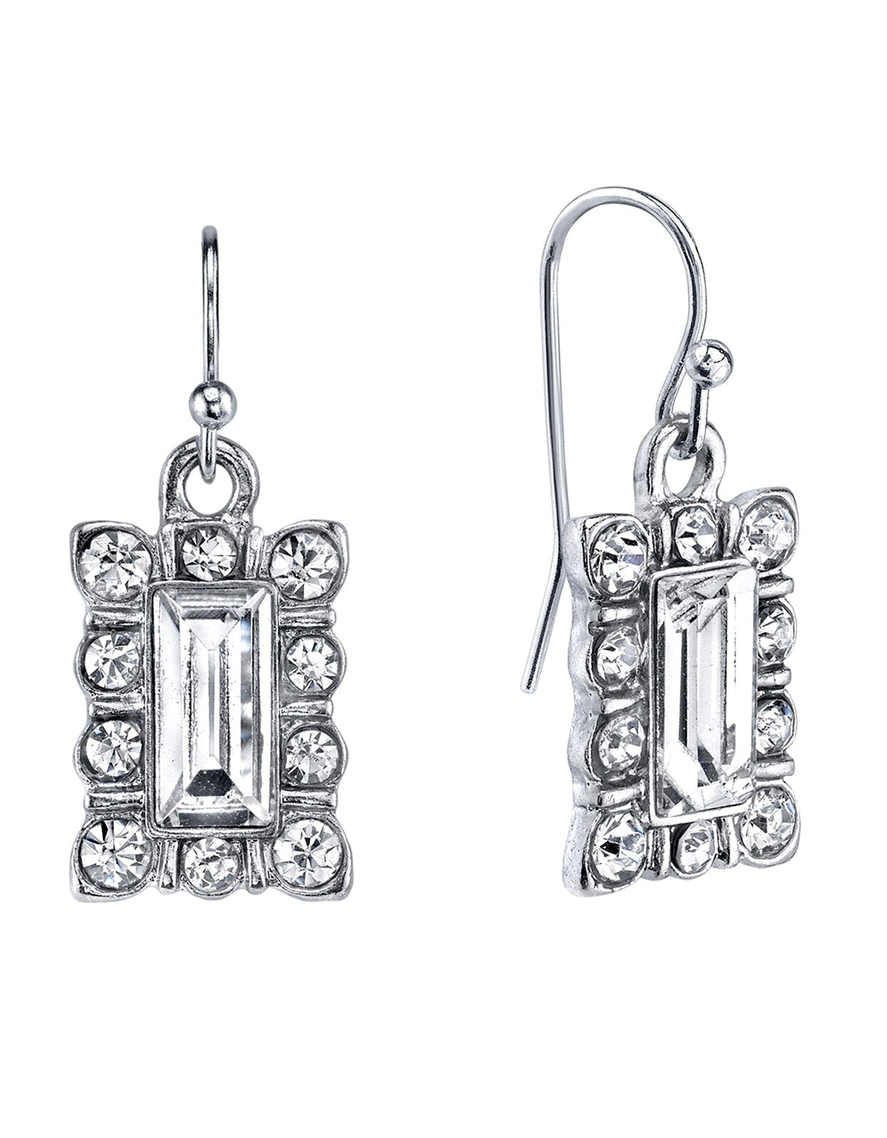 1928 Jewelry Crystal Rectangle Drop Earrings