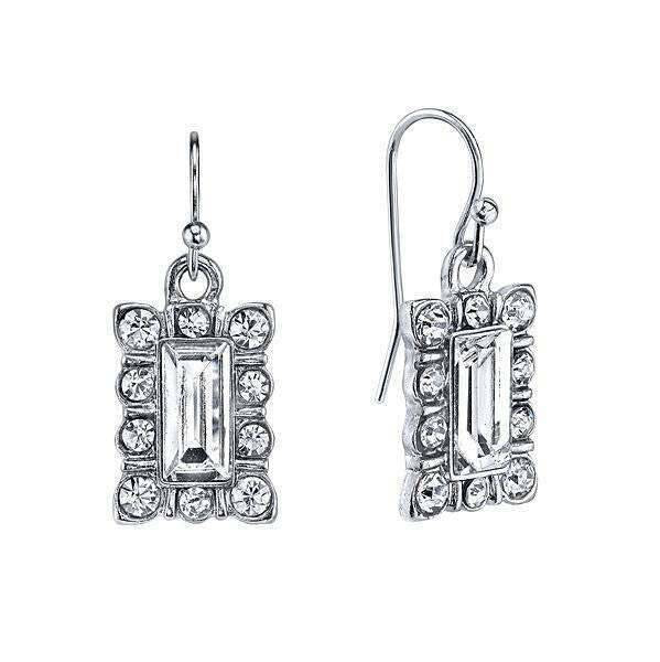 1928 Jewelry Crystal Rectangle Drop Earrings