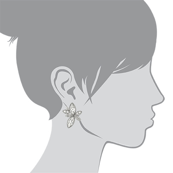 1928 Jewelry Silver-Tone Clear Crystal Statement Post Earrings