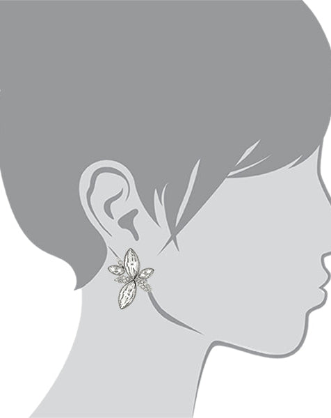 1928 Jewelry Silver-Tone Clear Crystal Statement Post Earrings