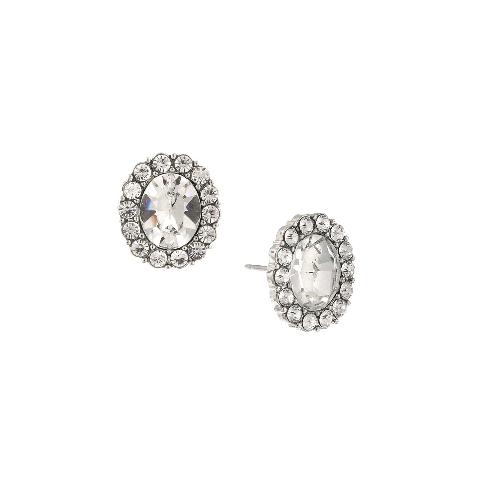 2028 Jewelry Crystal Oval Button Earrings