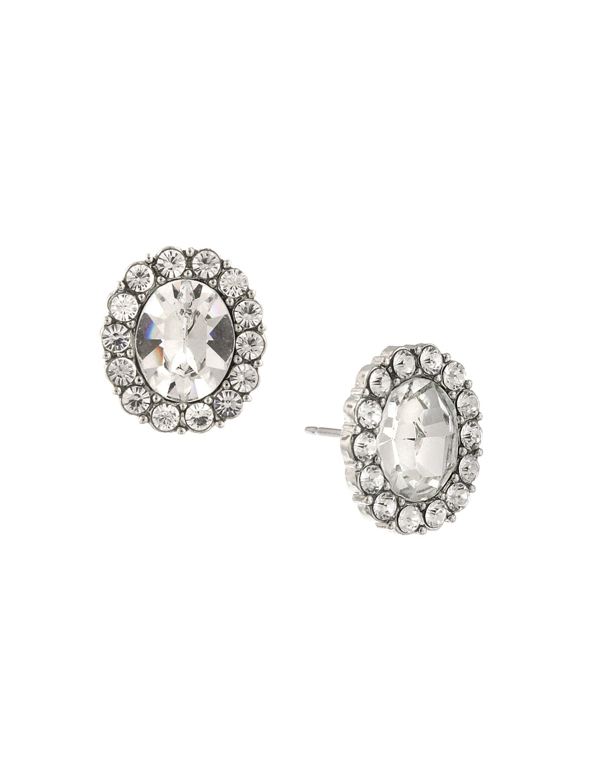 2028 Jewelry Crystal Oval Button Earrings