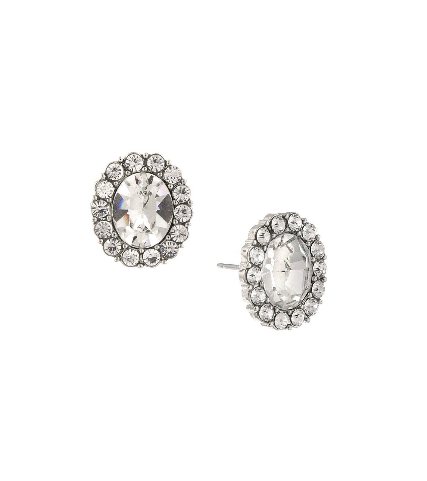 2028 Jewelry Crystal Oval Button Earrings