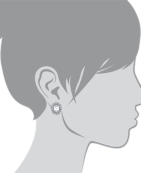 2028 Jewelry Crystal Oval Button Earrings