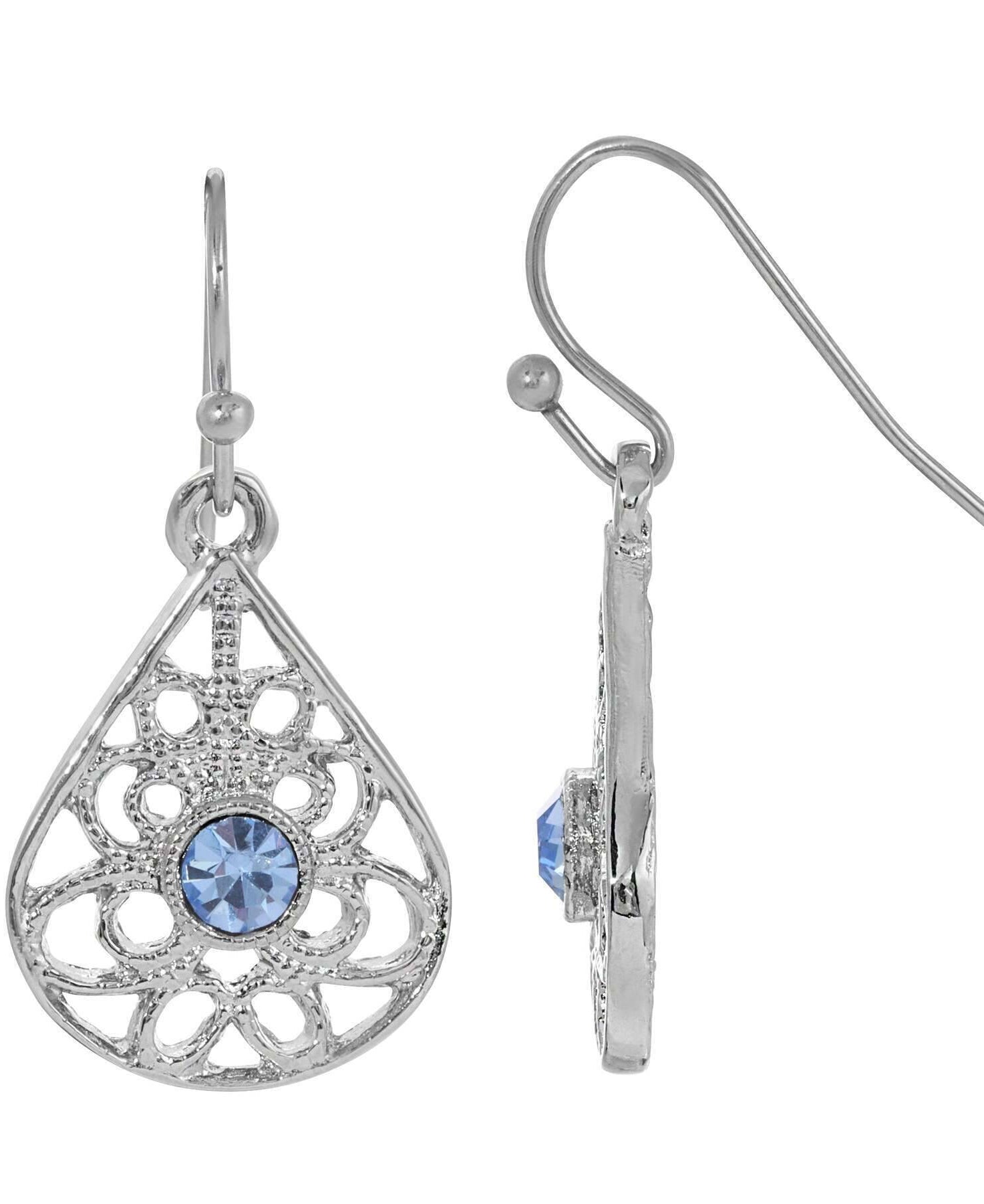 1928 Jewelry Teardrop Filigree Crystal Drop Earrings